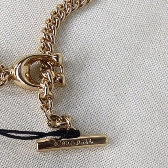 COACH Bracelet Signature Charm Pave Crystal Enamel Colorful Gold Tone NEW - Picture 11 of 12